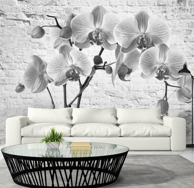 Wall mural - Orchid in Shades of Gray-TipTopHomeDecor