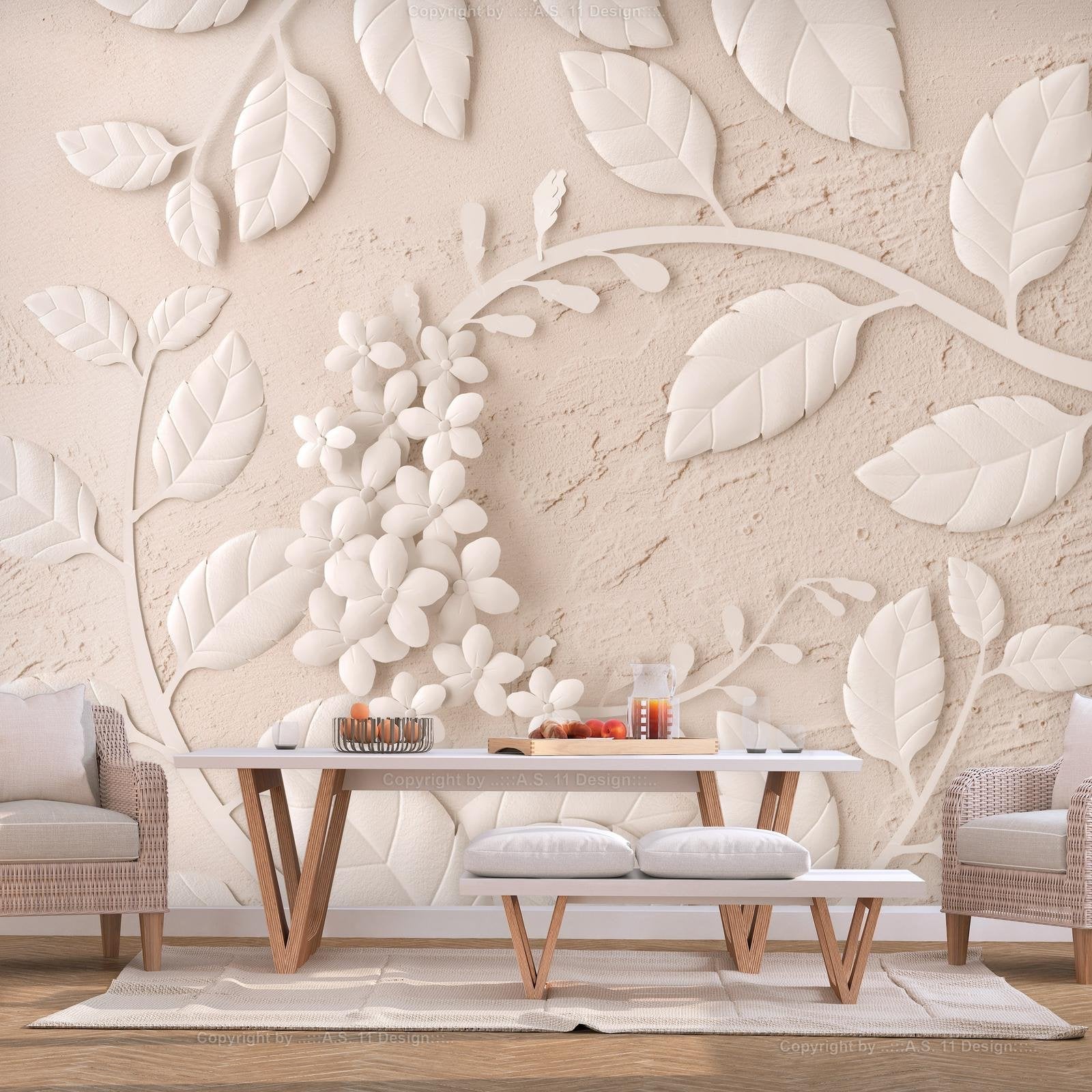 Wall mural - Paper Flowers (Beige)-TipTopHomeDecor