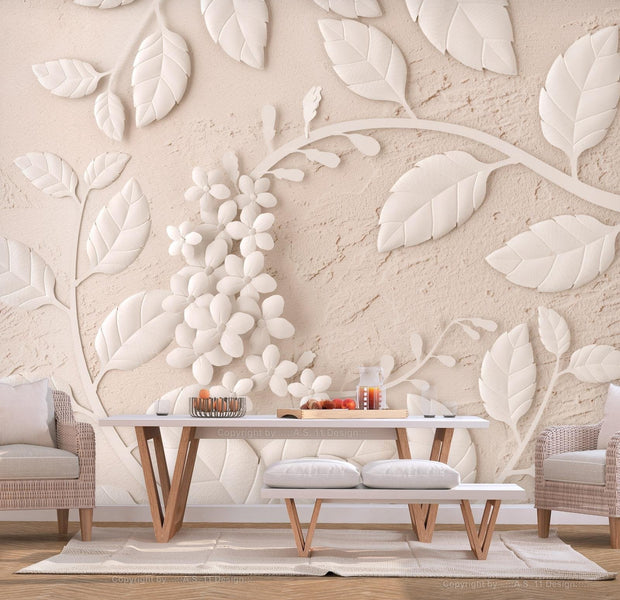 Wall mural - Paper Flowers (Beige)-TipTopHomeDecor