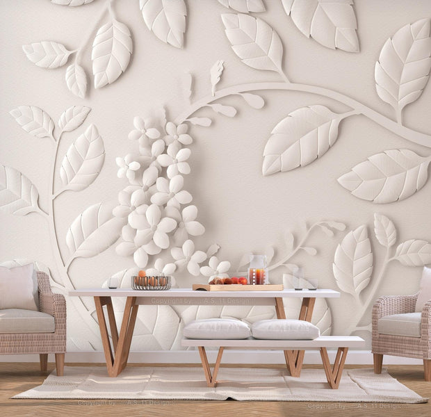 Wall mural - Paper Flowers (Cream)-TipTopHomeDecor