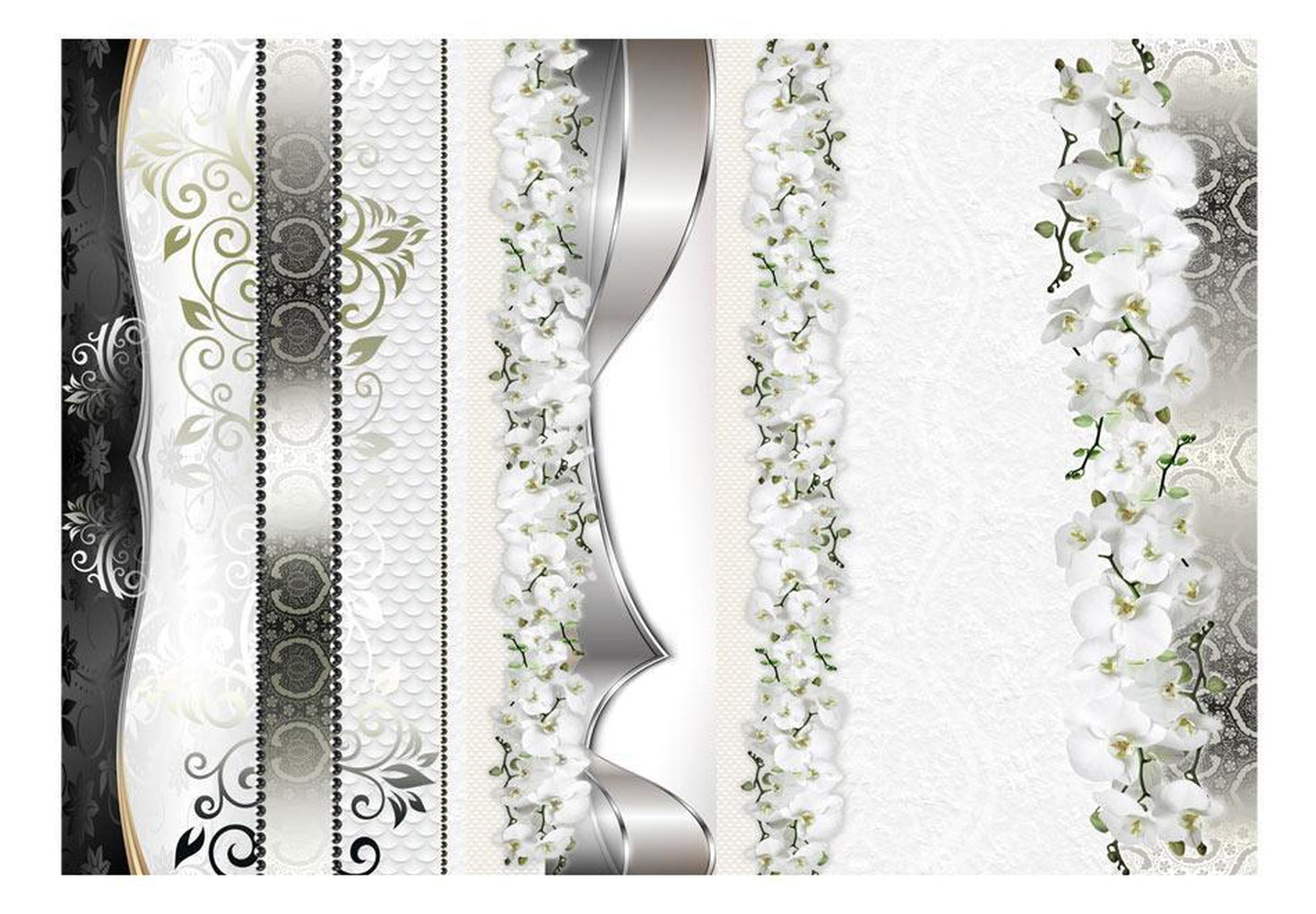Wall mural - Parade of orchids in shades of gray-TipTopHomeDecor