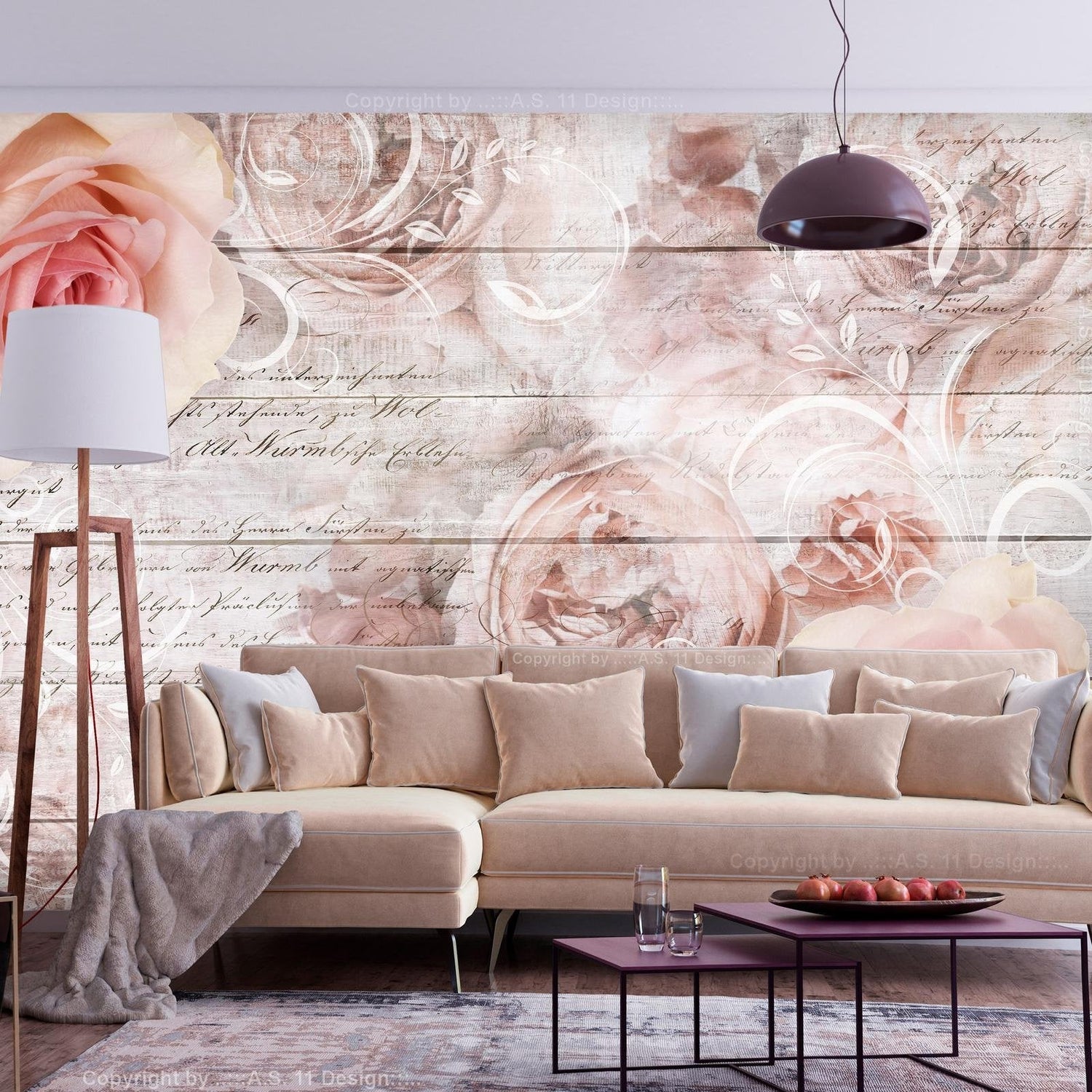 Floral Wall Mural - Rose Work-Tiptophomedecor