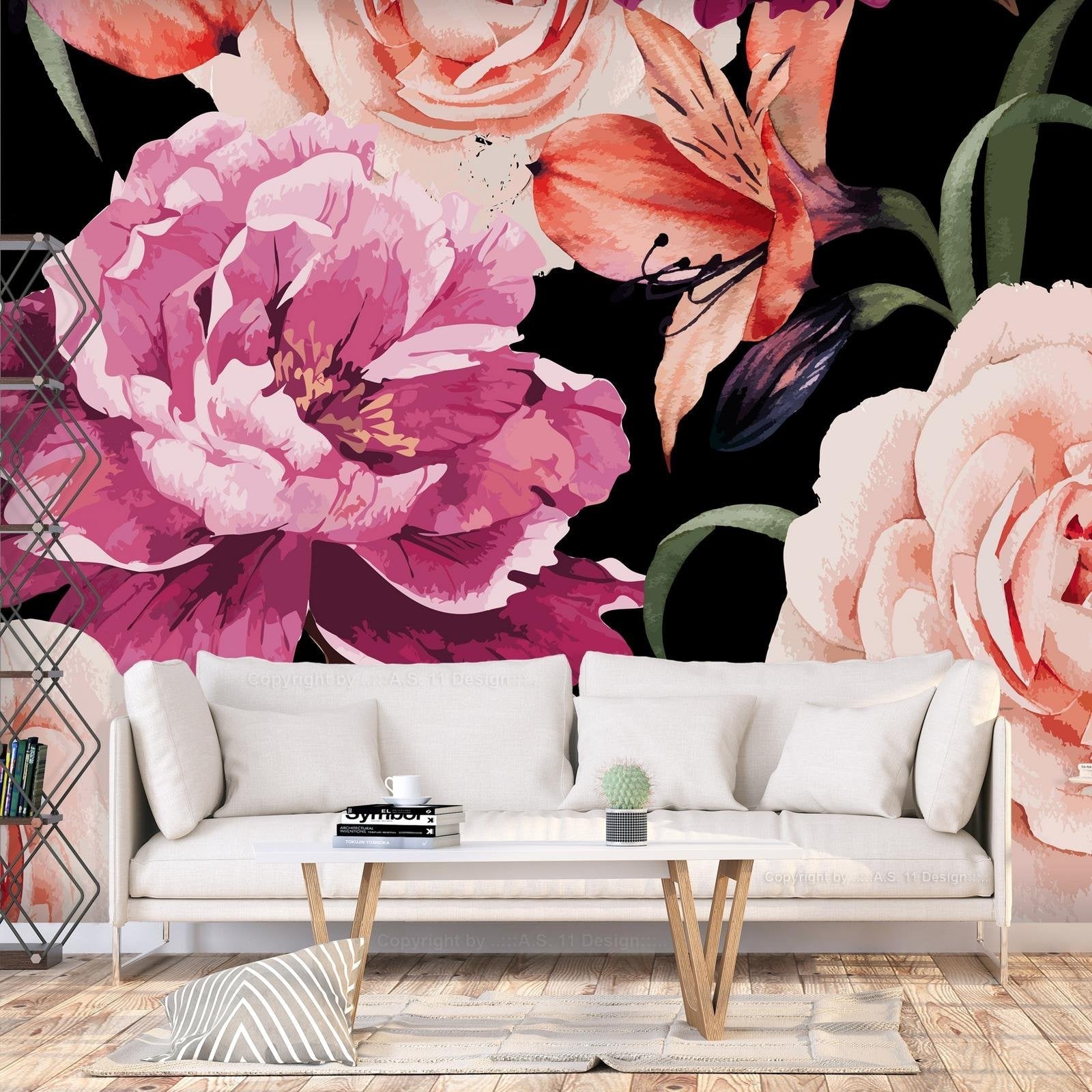 Floral Wall Mural - Roses Of Love-Tiptophomedecor