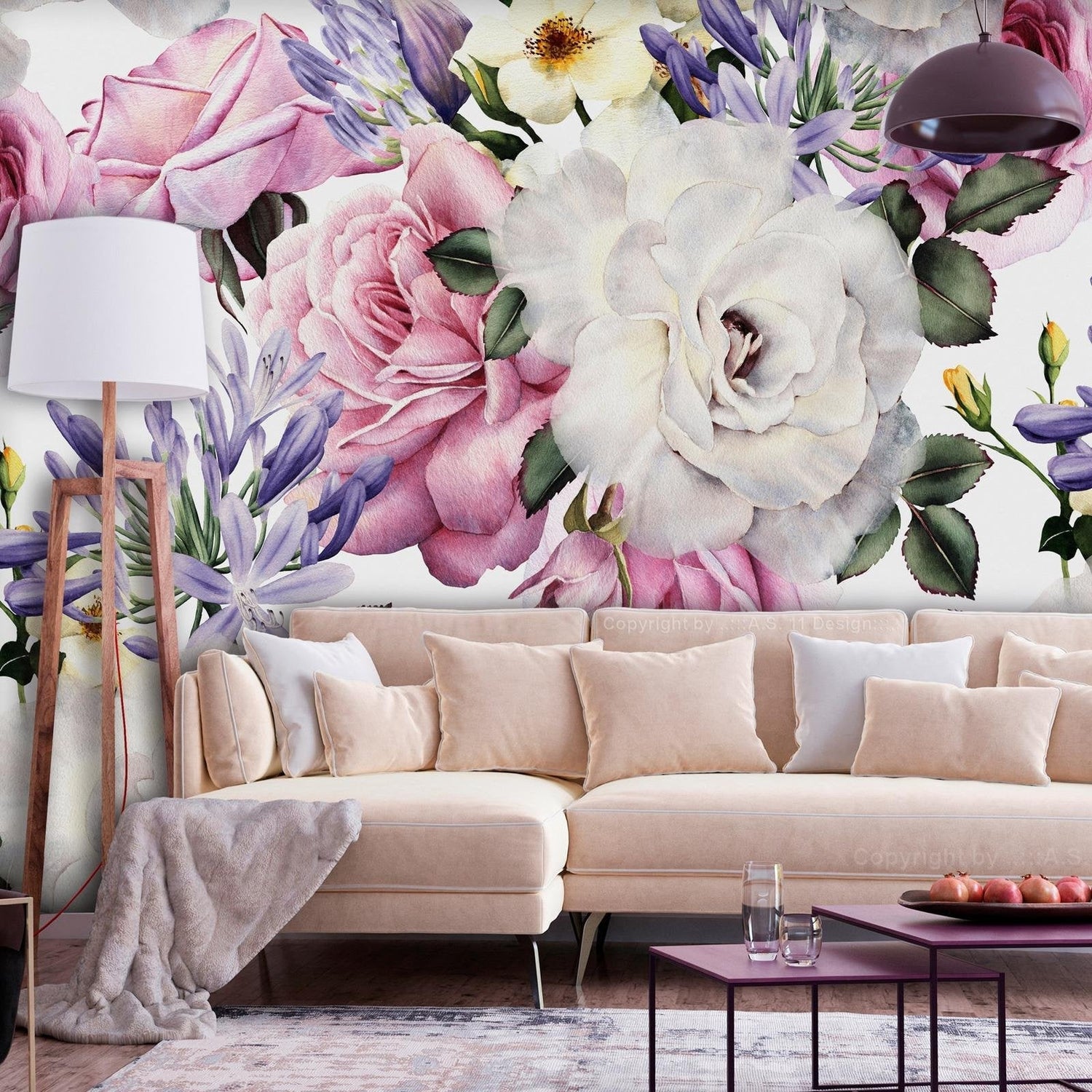 Floral Wall Mural - Sentimental Garden Colourful-Tiptophomedecor