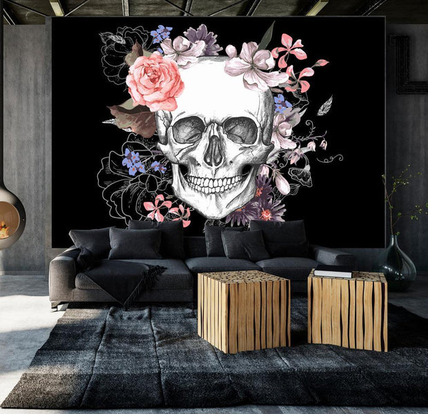 Wall mural - Skull and Flowers-TipTopHomeDecor