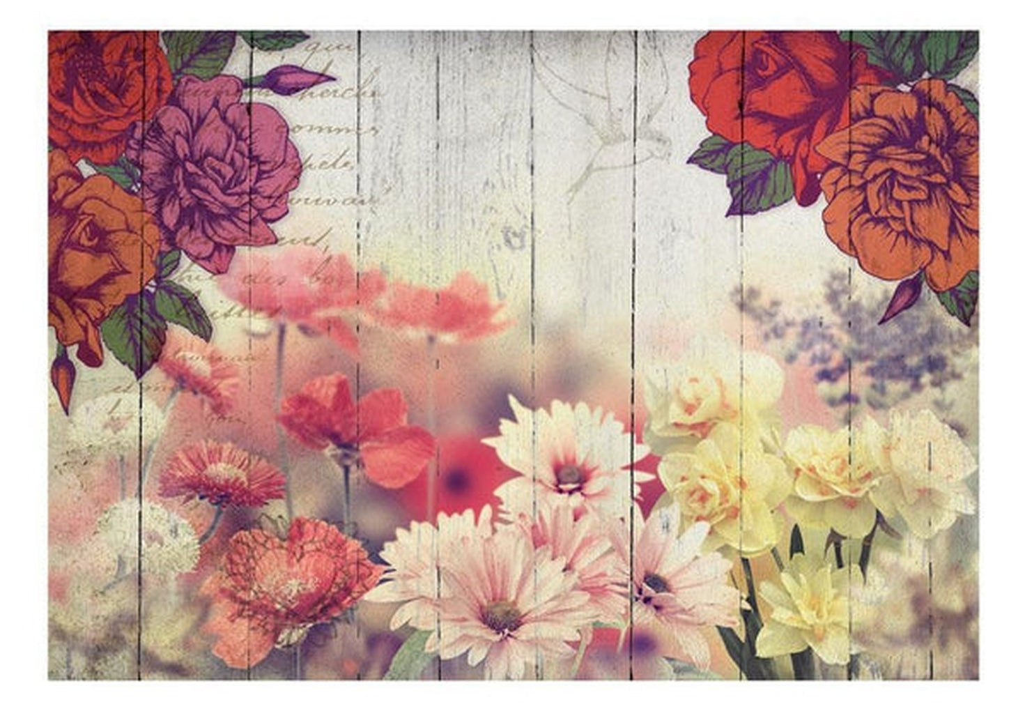 Wall mural - Vintage Flowers-TipTopHomeDecor