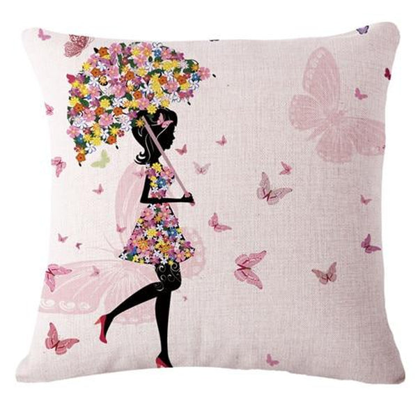 Flower Girl Fairy Love Heart Throw Pillow Covers-Tiptophomedecor