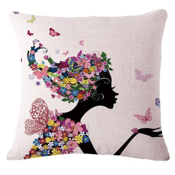 Flower Girl Fairy Love Heart Throw Pillow Covers-Tiptophomedecor