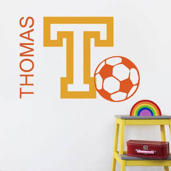 Soccer Football Personalized Initial Name Wall Decal-Tiptophomedecor-Interior-Design-Home-Decor