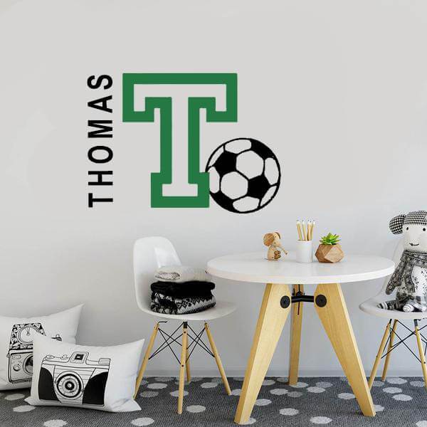 Soccer Football Personalized Initial Name Wall Decal-Tiptophomedecor-Interior-Design-Home-Decor