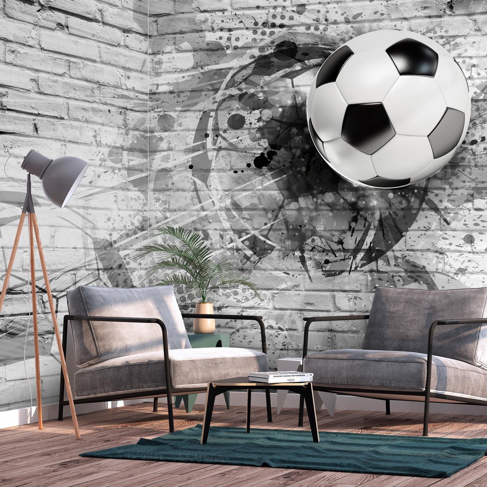 Football Wall Mural - Football Brick Wall-Tiptophomedecor