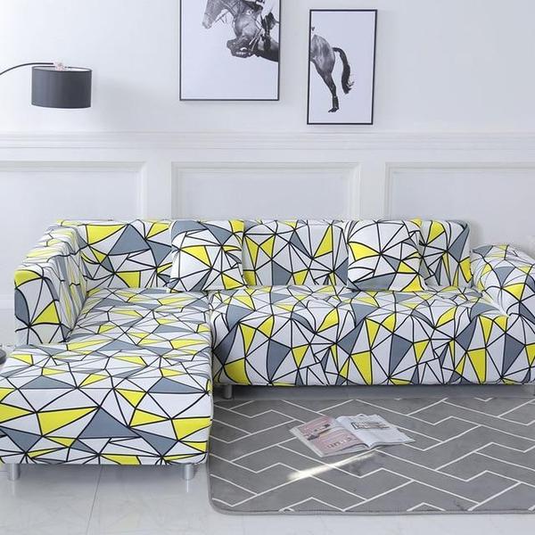 Funky Yellow Grey Triangle Pattern Stretch Sofa Cover-TipTopHomeDecor