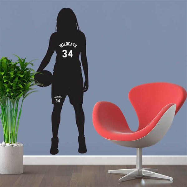 Girl Basketball Custom Name Sticker-Tiptophomedecor-Interior-Design-Home-Decor