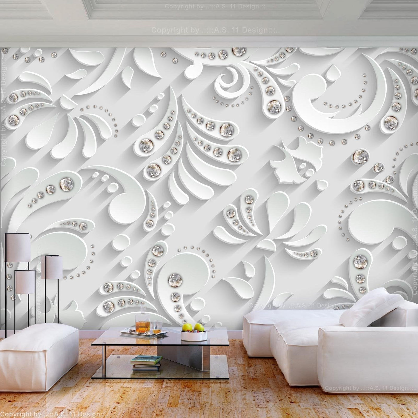 Wall mural - Flowers with Crystals-TipTopHomeDecor