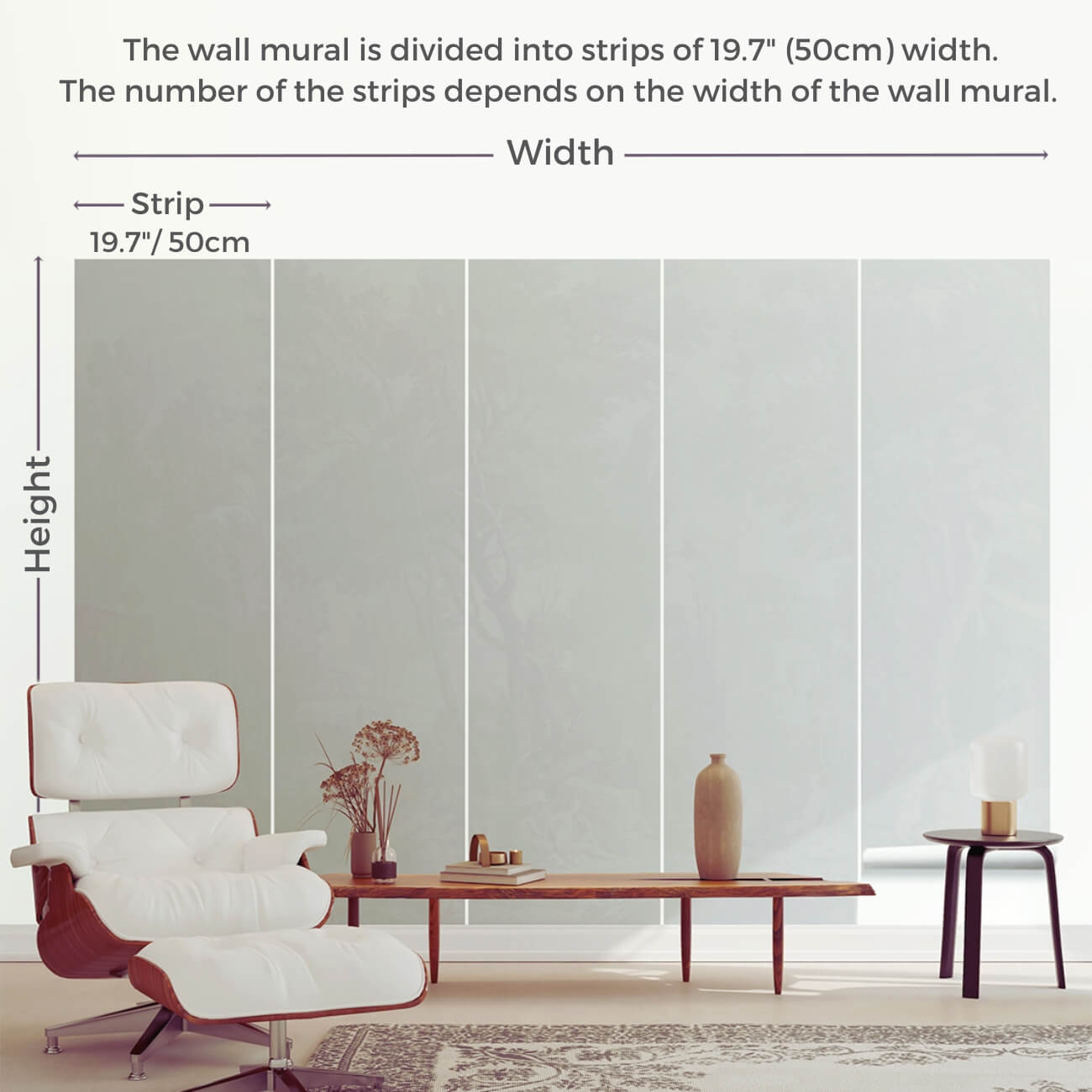 Glam Wallpaper Wall Mural - Platinum Fog-Tiptophomedecor