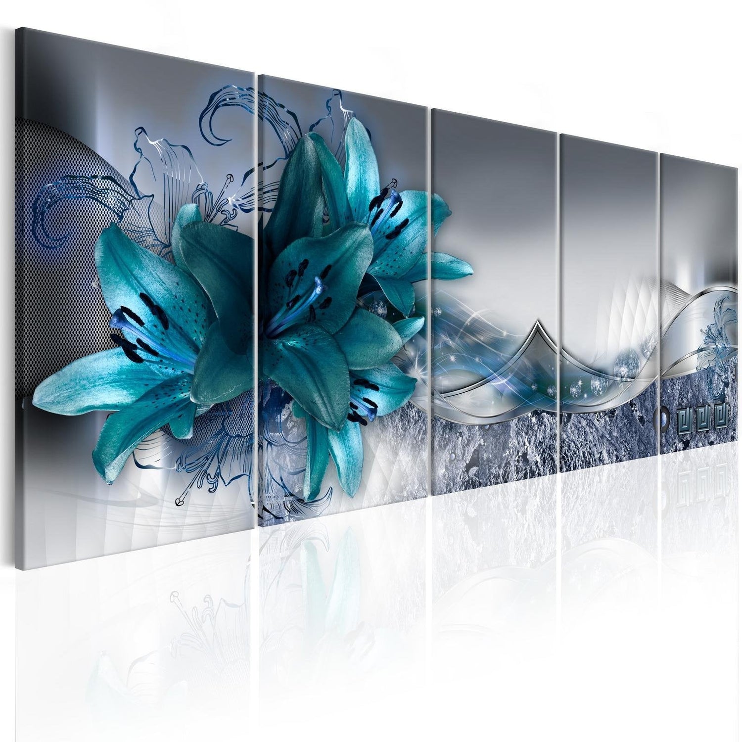 Glamour Stretched Canvas Art - Arctic Lilies-Tiptophomedecor