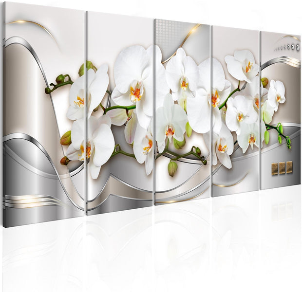 Glamour Stretched Canvas Art - Blooming Orchids-Tiptophomedecor