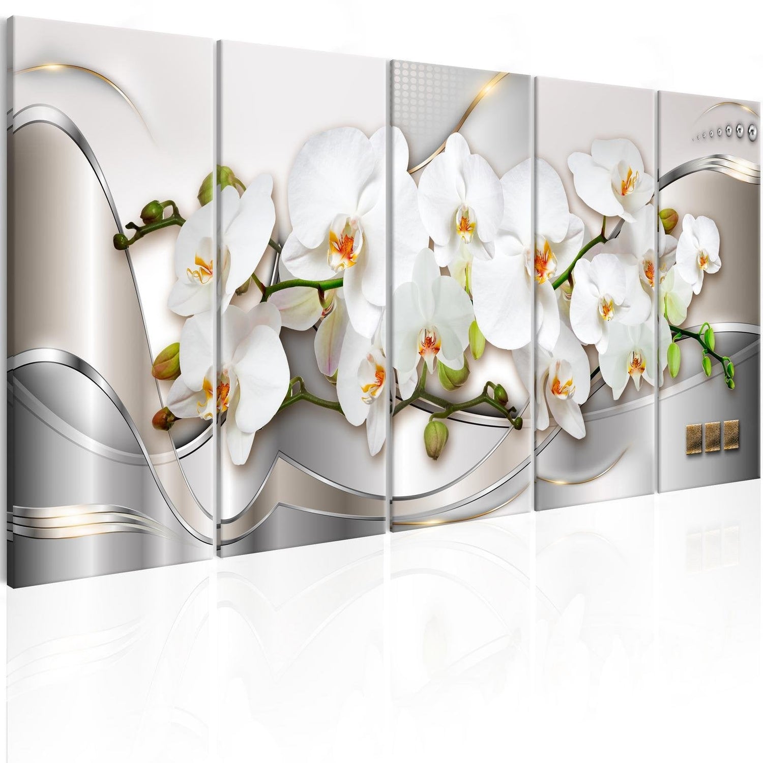 Glamour Stretched Canvas Art - Blooming Orchids-Tiptophomedecor
