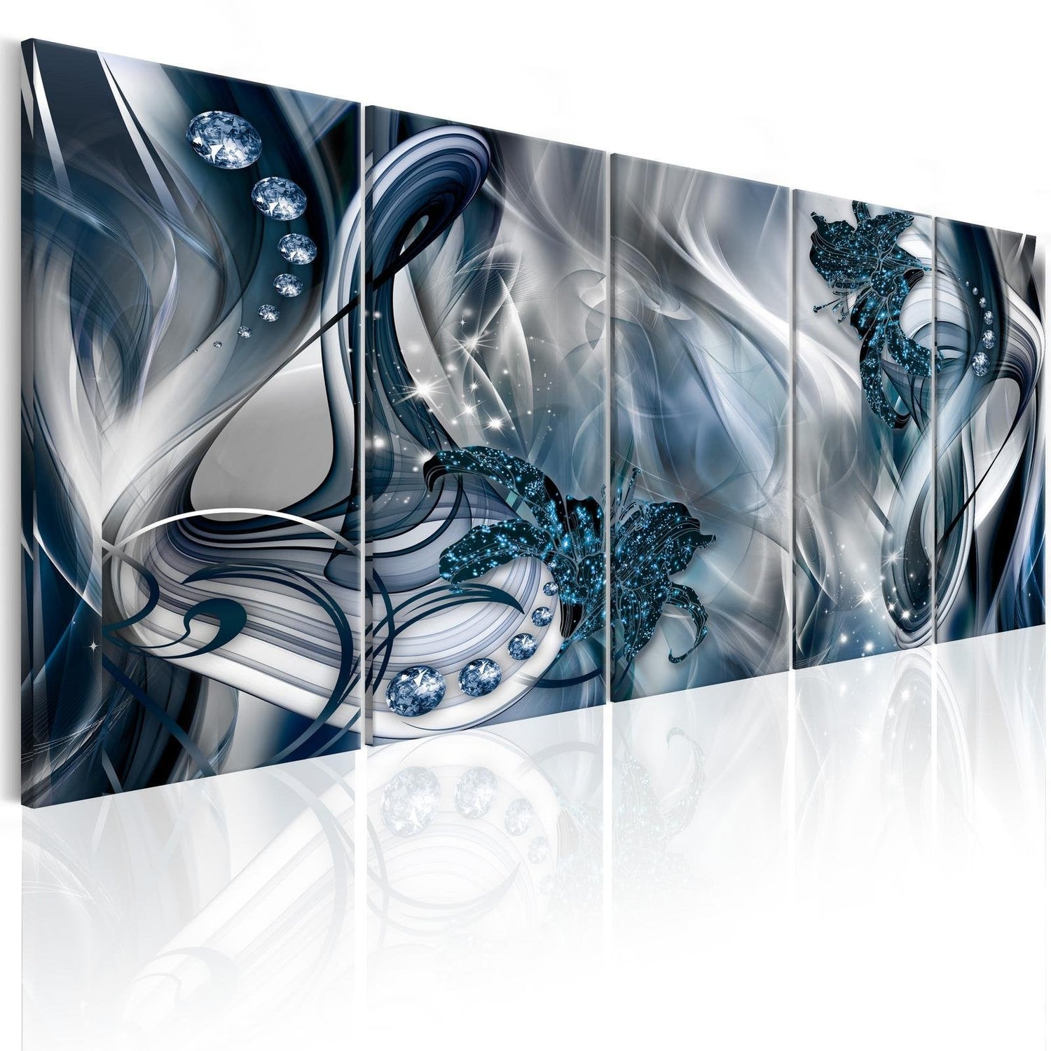 Glamour Stretched Canvas Art - Blue Glow-Tiptophomedecor