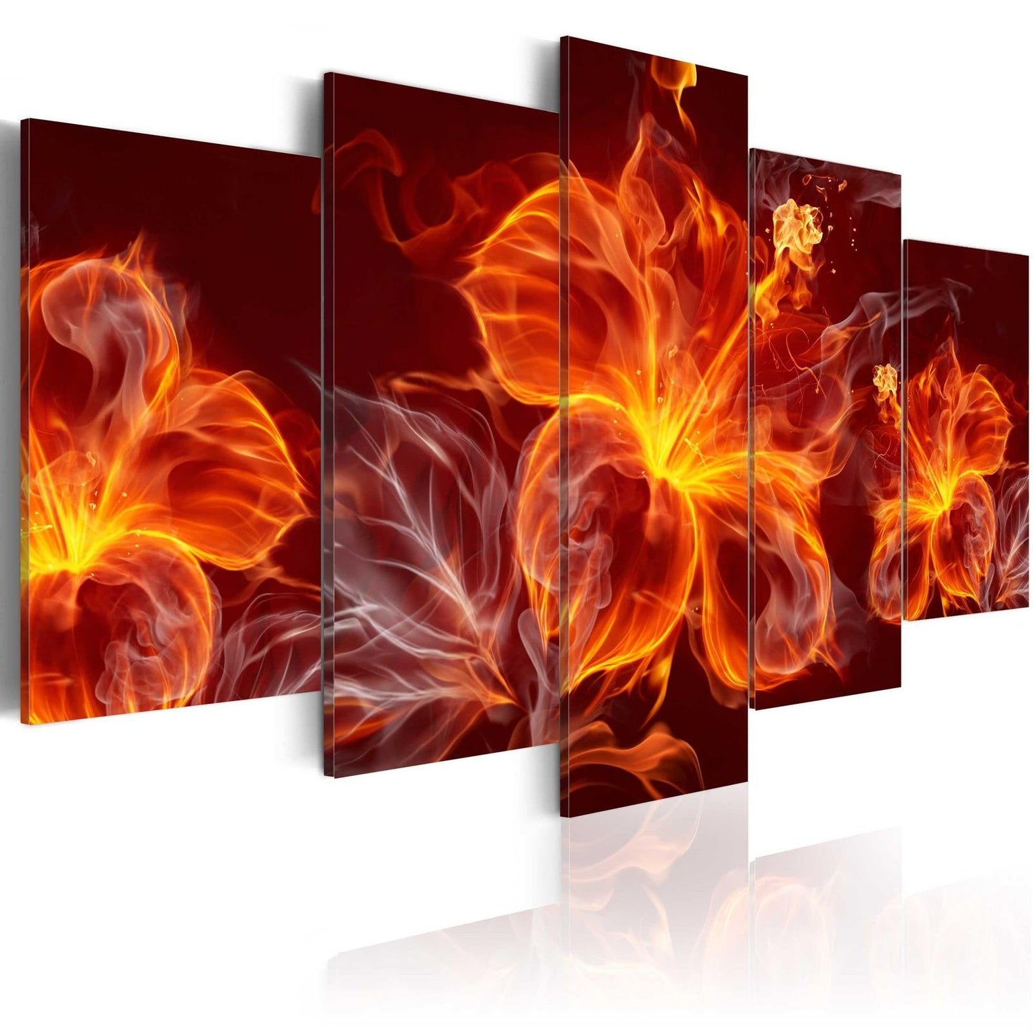 Glamour Stretched Canvas Art - Fiery Flowers-Tiptophomedecor