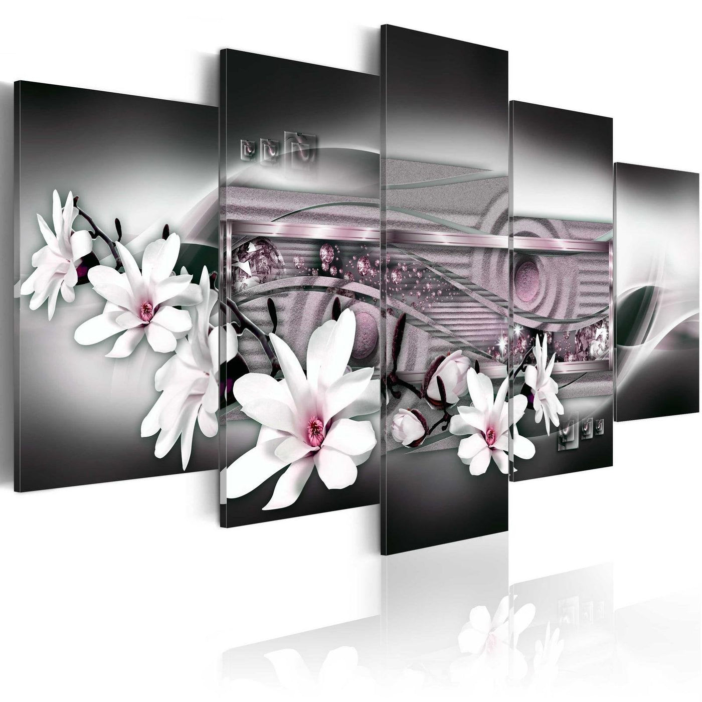 Glamour Stretched Canvas Art - Flower Expression-Tiptophomedecor