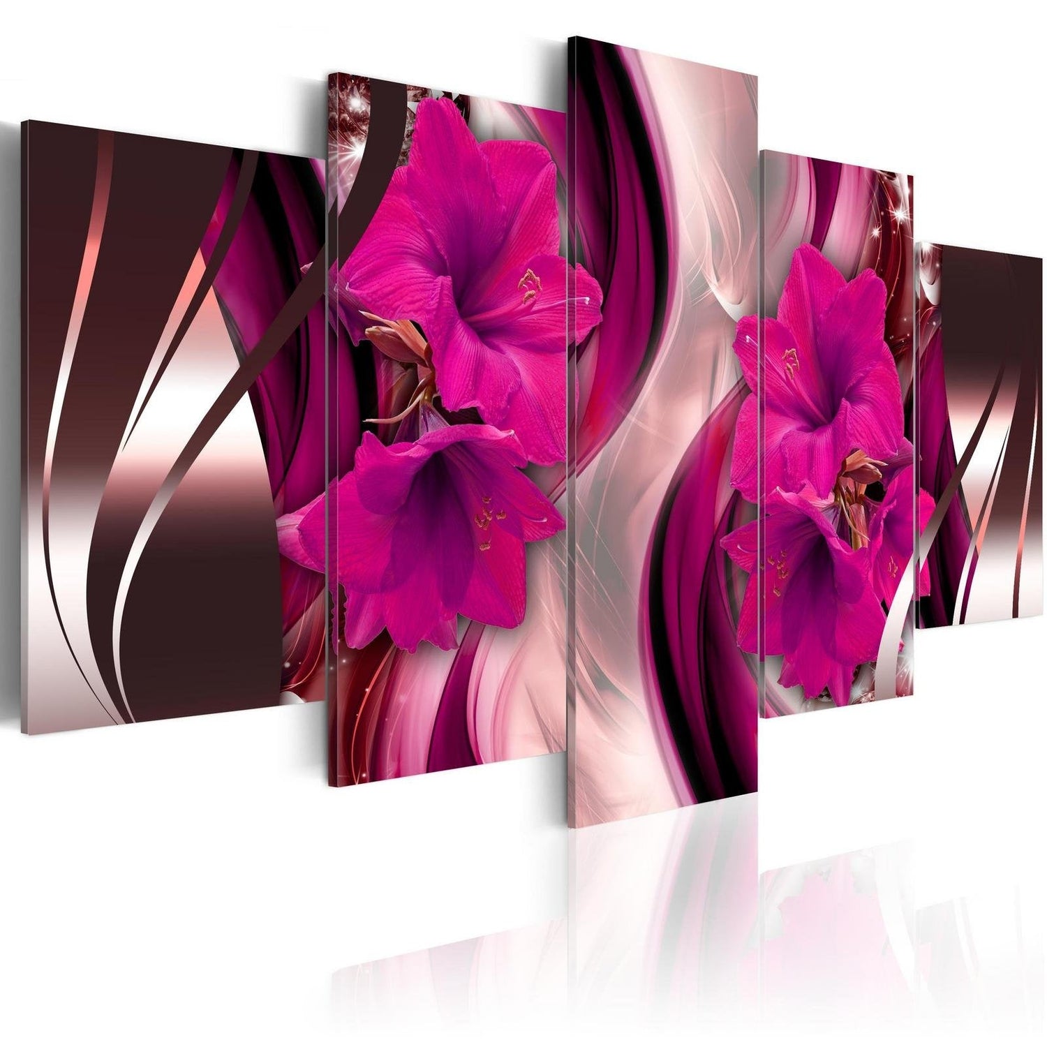 Glamour Stretched Canvas Art - Fuchsia Evening-Tiptophomedecor