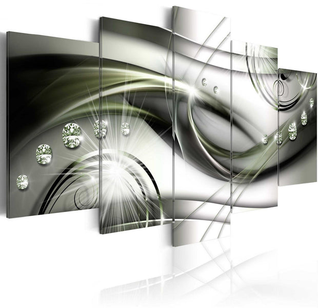 Glamour Stretched Canvas Art - Glowing Green Wave-Tiptophomedecor