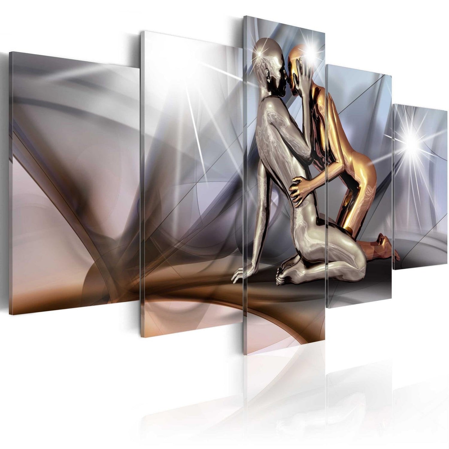 Glamour Stretched Canvas Art - Gold Couple-Tiptophomedecor