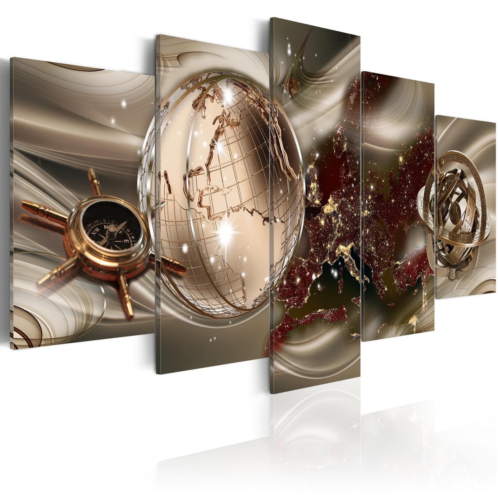 Glamour Stretched Canvas Art - Golden Compass-Tiptophomedecor