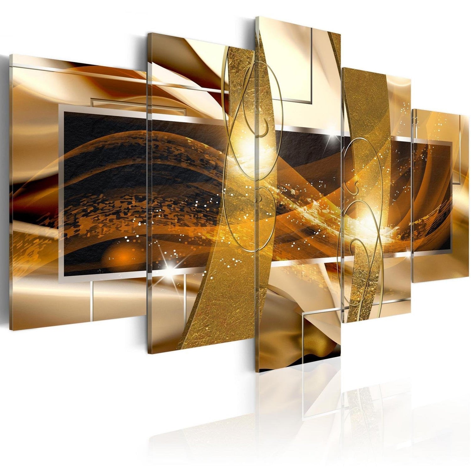 Glamour Stretched Canvas Art - Golden Lava-Tiptophomedecor