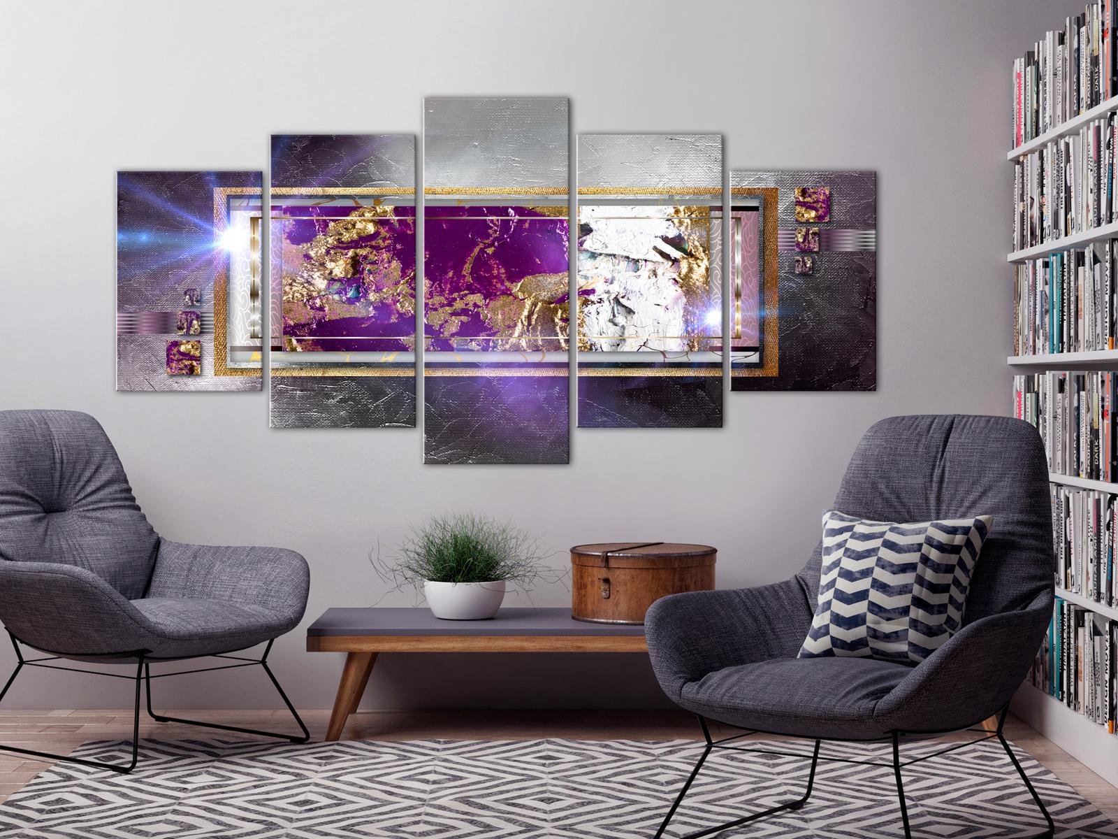 Glamour Stretched Canvas Art - Golden Reflection Wide-Tiptophomedecor