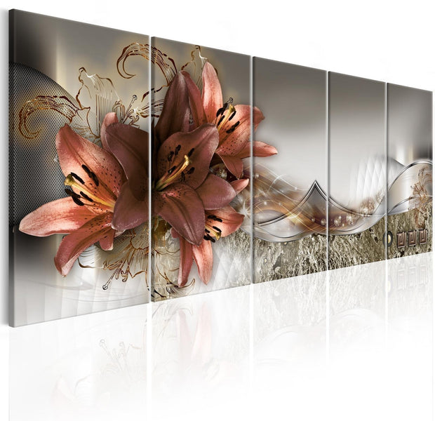 Glamour Stretched Canvas Art - Lilies And Abstraction-Tiptophomedecor