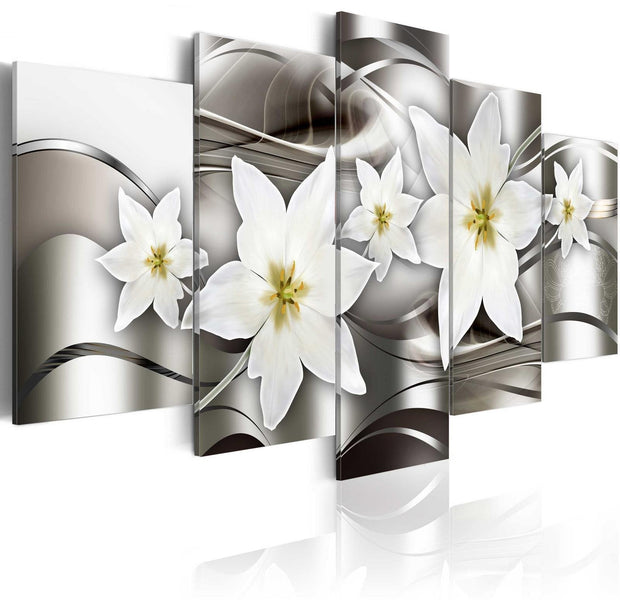 Glamour Stretched Canvas Art - Mysterious Lilies-Tiptophomedecor