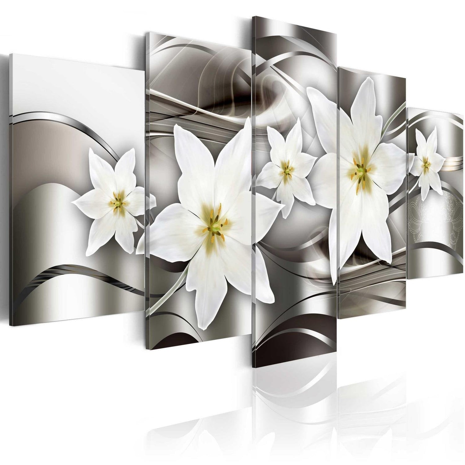 Glamour Stretched Canvas Art - Mysterious Lilies-Tiptophomedecor