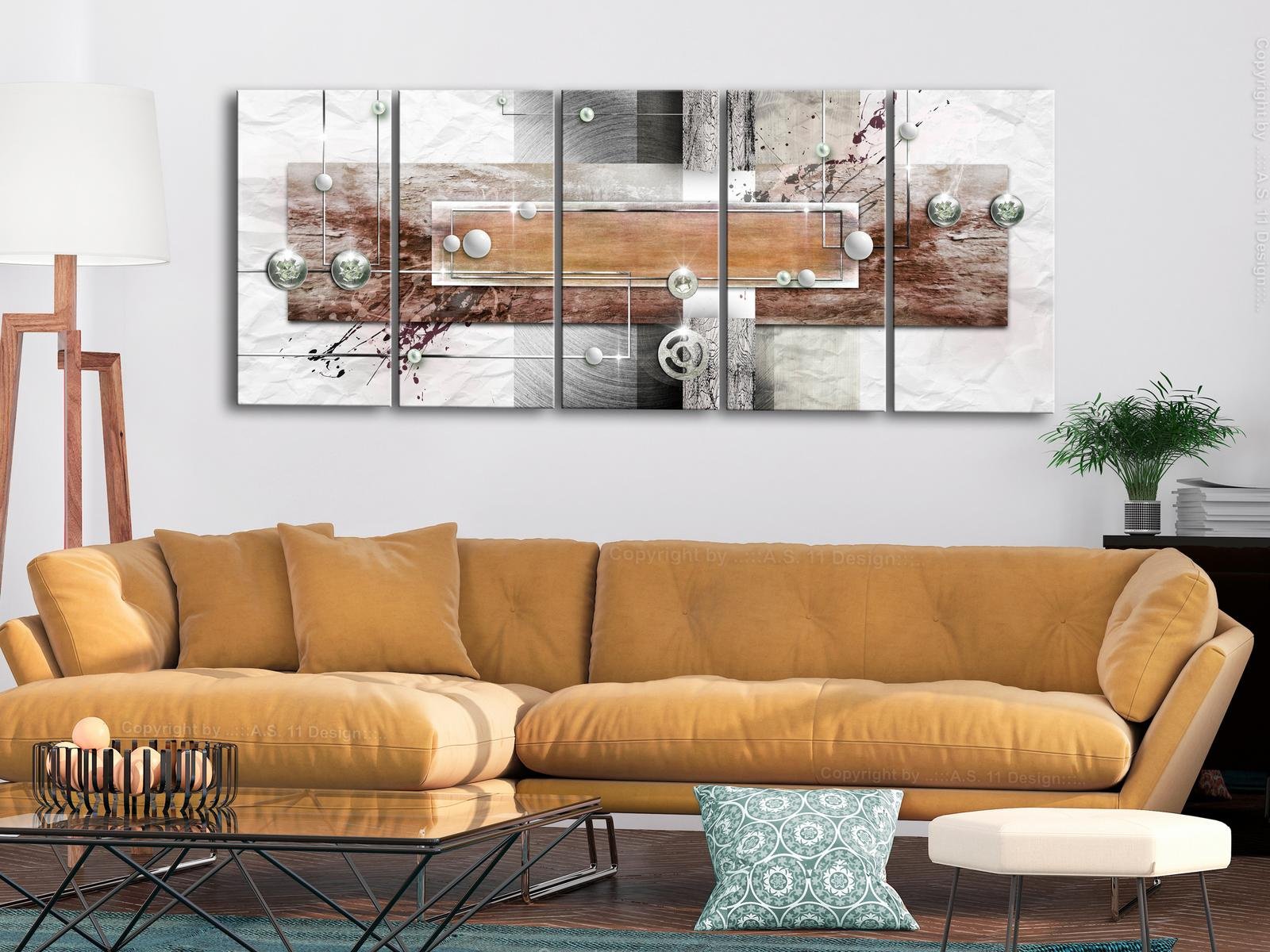 Glamour Stretched Canvas Art - Mysterious Mechanism Narrow Brown-Tiptophomedecor