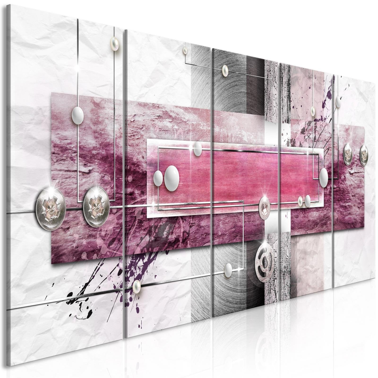 Glamour Stretched Canvas Art - Mysterious Mechanism Narrow Pink-Tiptophomedecor