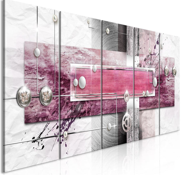 Glamour Stretched Canvas Art - Mysterious Mechanism Narrow Pink-Tiptophomedecor