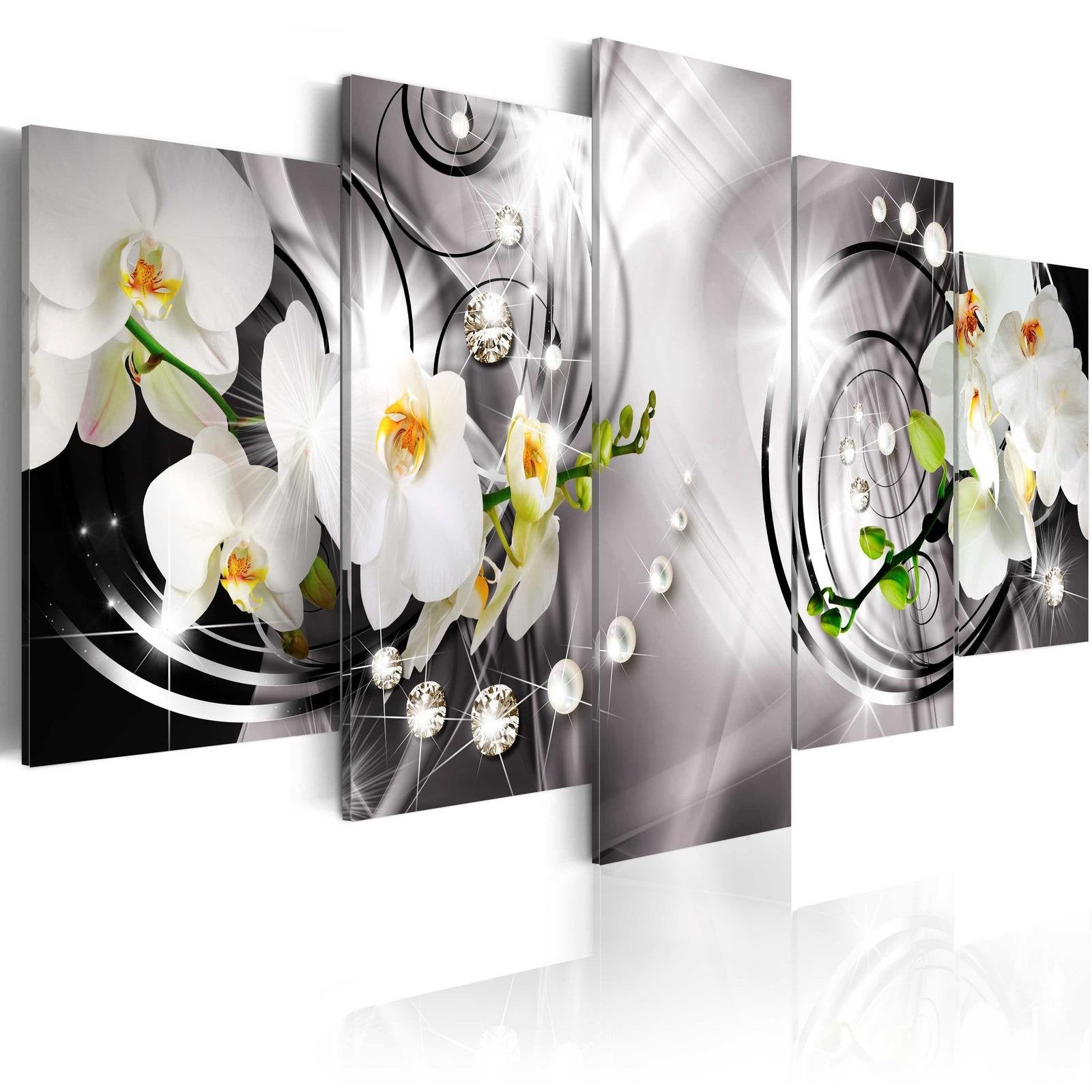 Glamour Stretched Canvas Art - Orchid, Pearls And Diamonds-Tiptophomedecor
