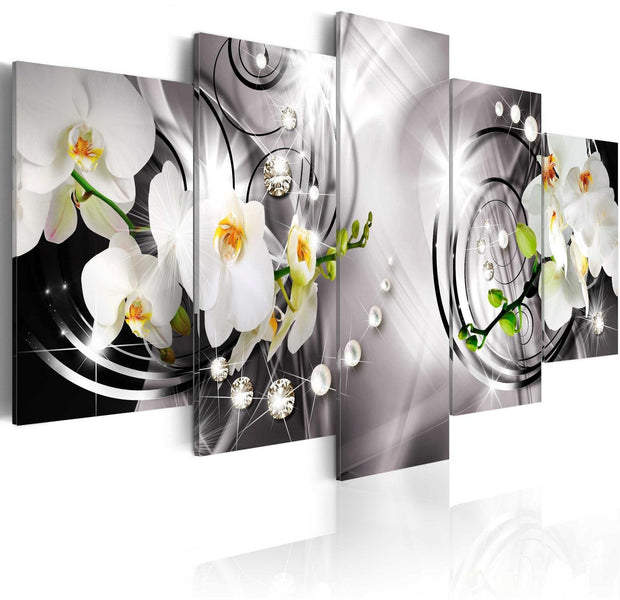 Glamour Stretched Canvas Art - Orchid, Pearls And Diamonds-Tiptophomedecor