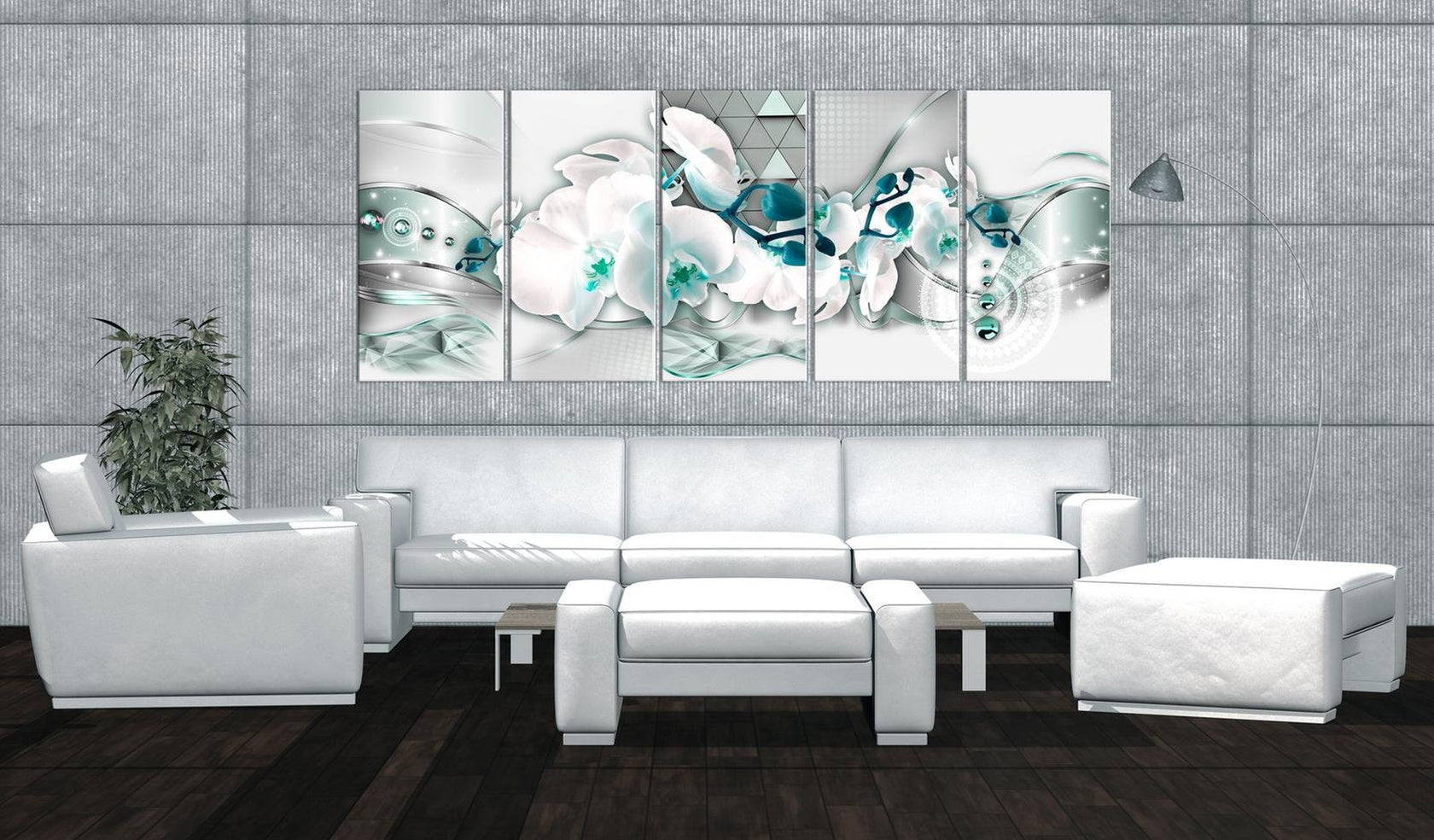 Glamour Stretched Canvas Art - Orchises And Abstraction-Tiptophomedecor