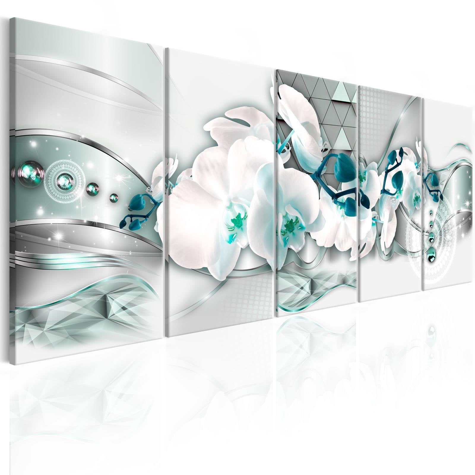 Glamour Stretched Canvas Art - Orchises And Abstraction-Tiptophomedecor