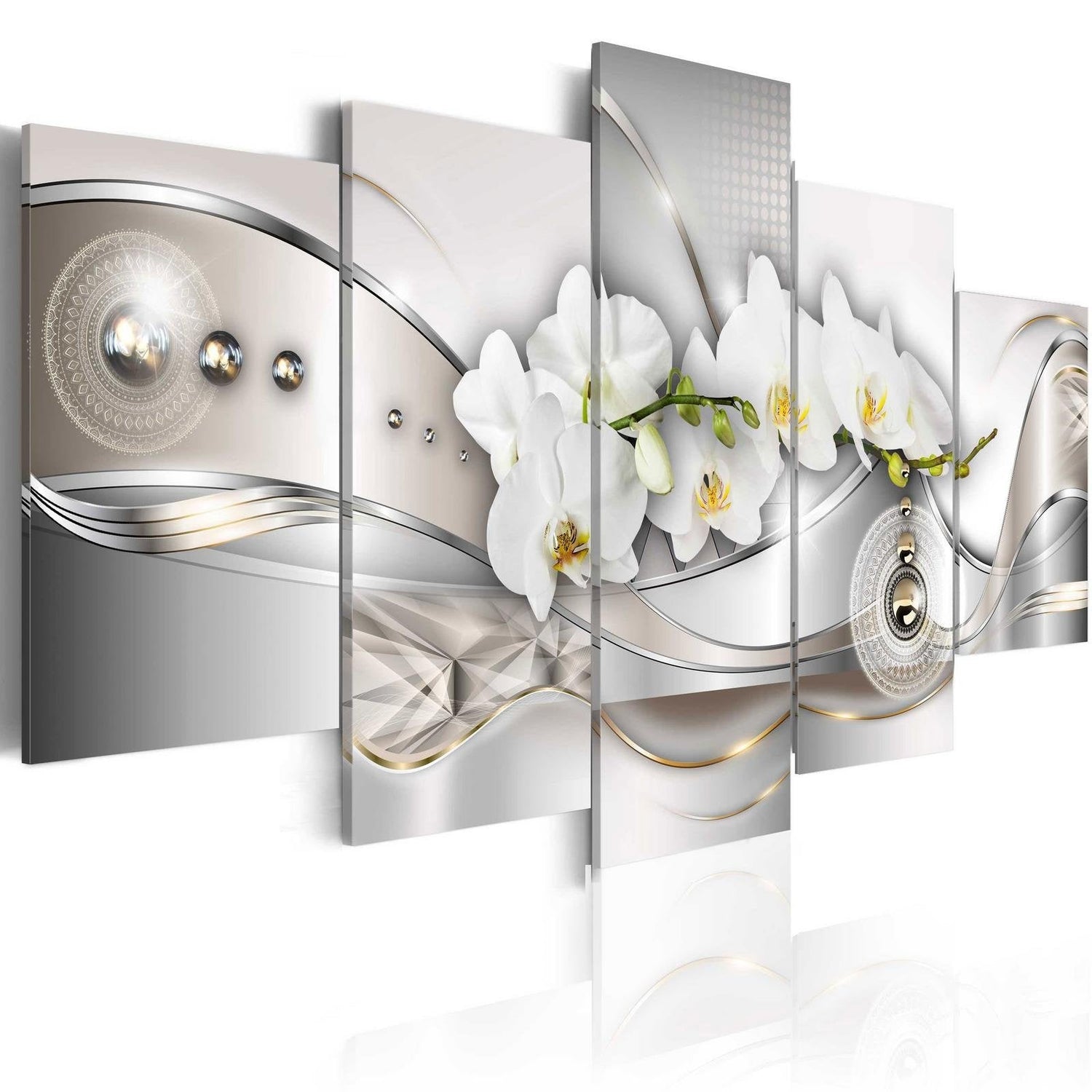 Glamour Stretched Canvas Art - Pearl Dance Of Orchids-Tiptophomedecor