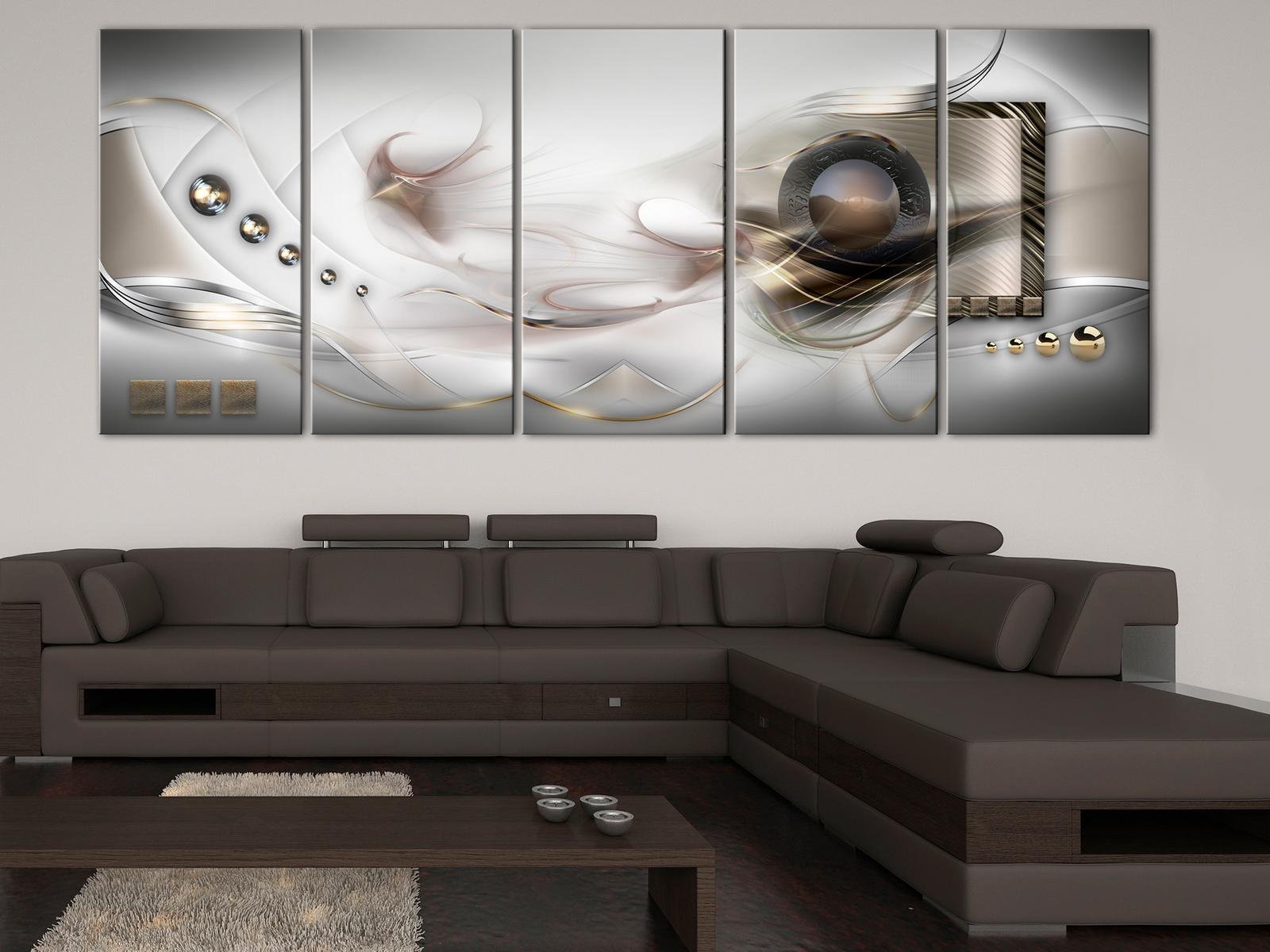 Glamour Stretched Canvas Art - Pearly Mist Narrow-Tiptophomedecor