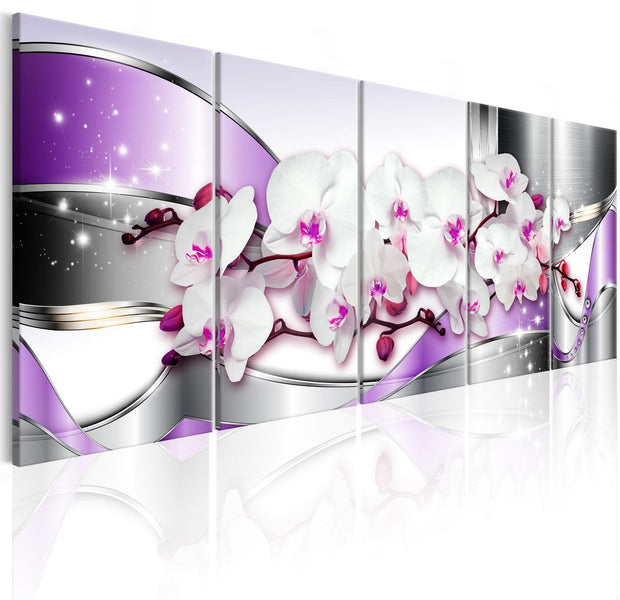 Glamour Stretched Canvas Art - Purple Ribbons-Tiptophomedecor