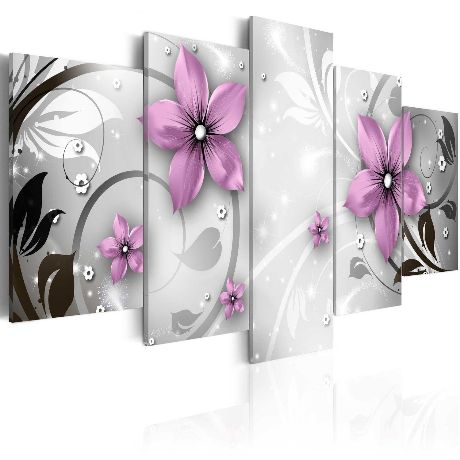 Glamour Stretched Canvas Art - Saucy Flowers-Tiptophomedecor