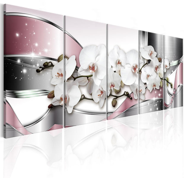 Glamour Stretched Canvas Art - Shiny Orchids-Tiptophomedecor