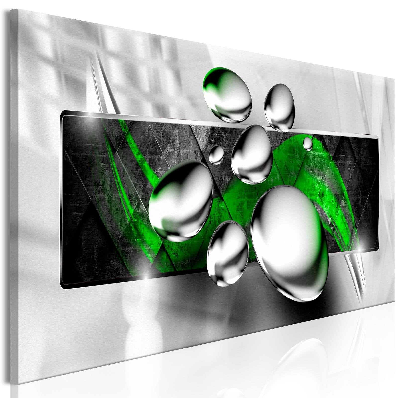 Glamour Stretched Canvas Art - Shiny Stones Narrow Green-Tiptophomedecor