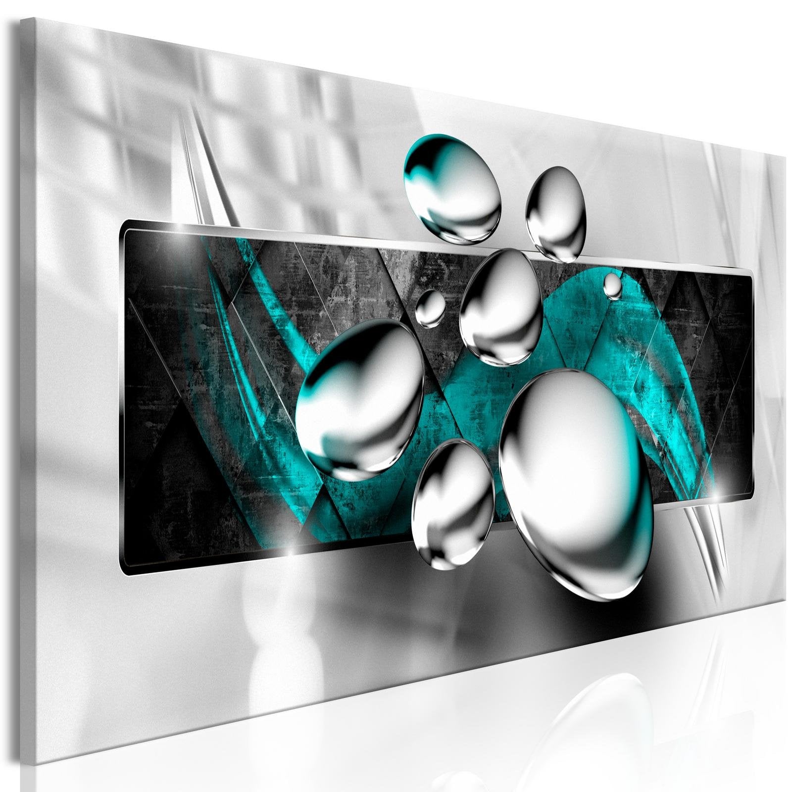 Glamour Stretched Canvas Art - Shiny Stones Narrow Turquoise-Tiptophomedecor