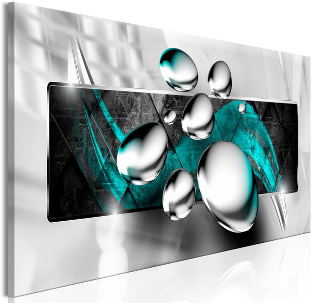 Glamour Stretched Canvas Art - Shiny Stones Narrow Turquoise-Tiptophomedecor
