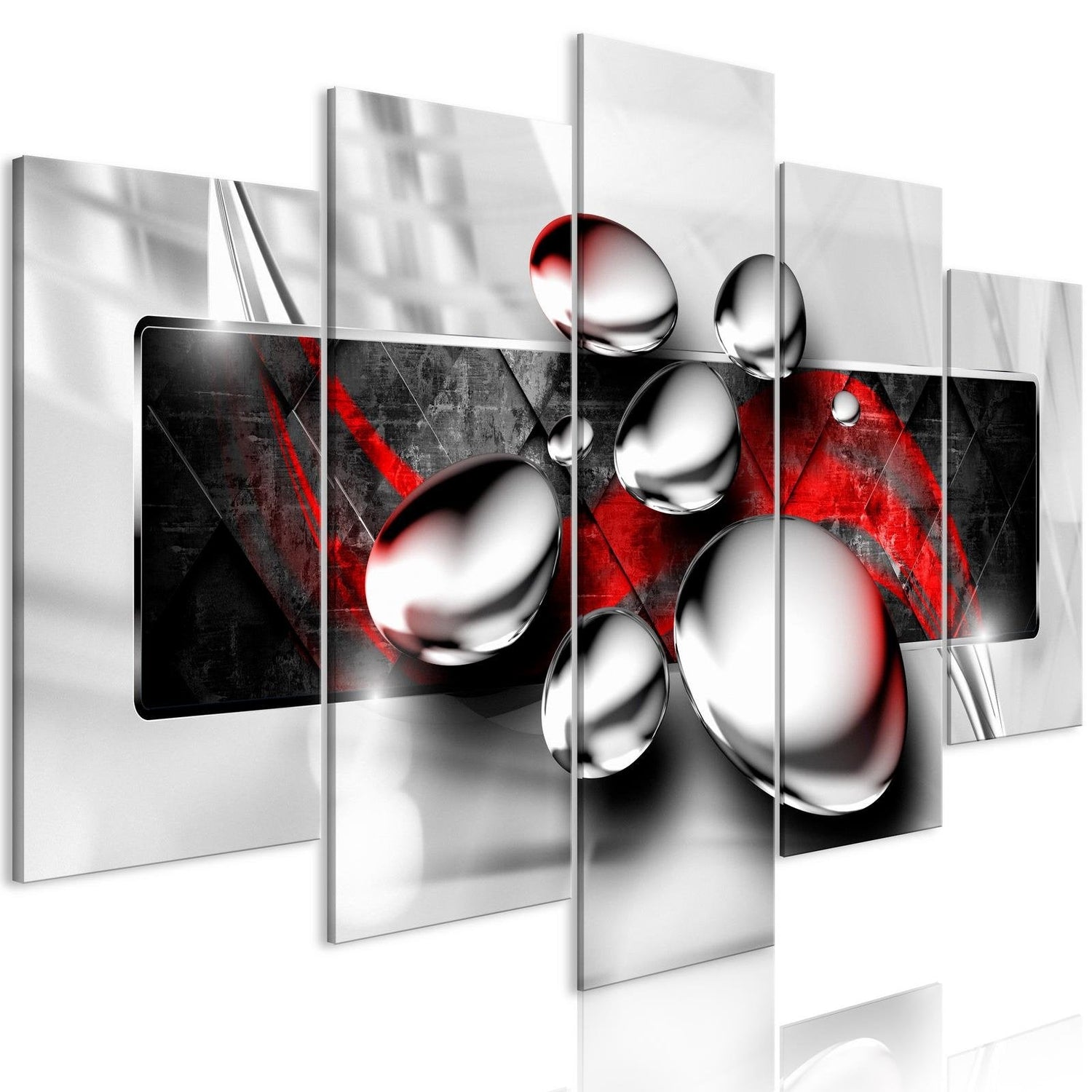 Glamour Stretched Canvas Art - Shiny Stones Red 5 Piece-Tiptophomedecor